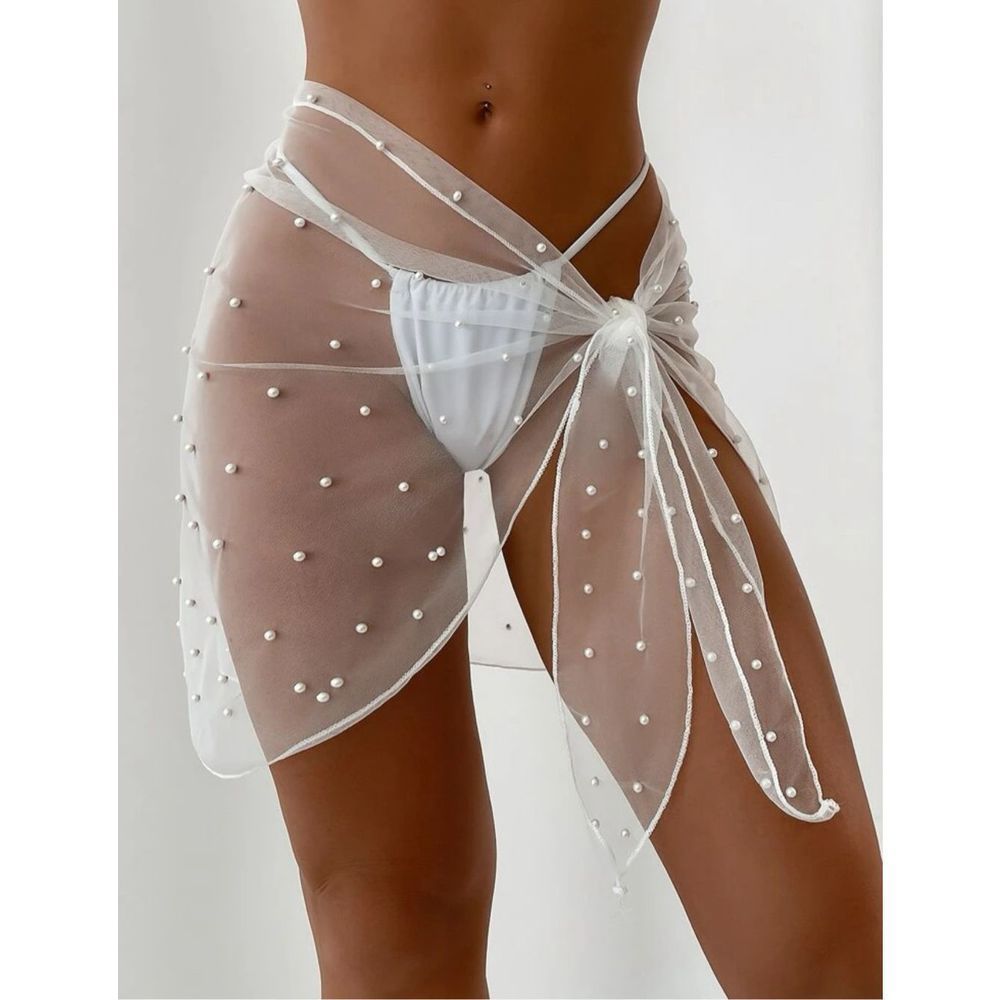 Pearl-Embellished Swim Coverup